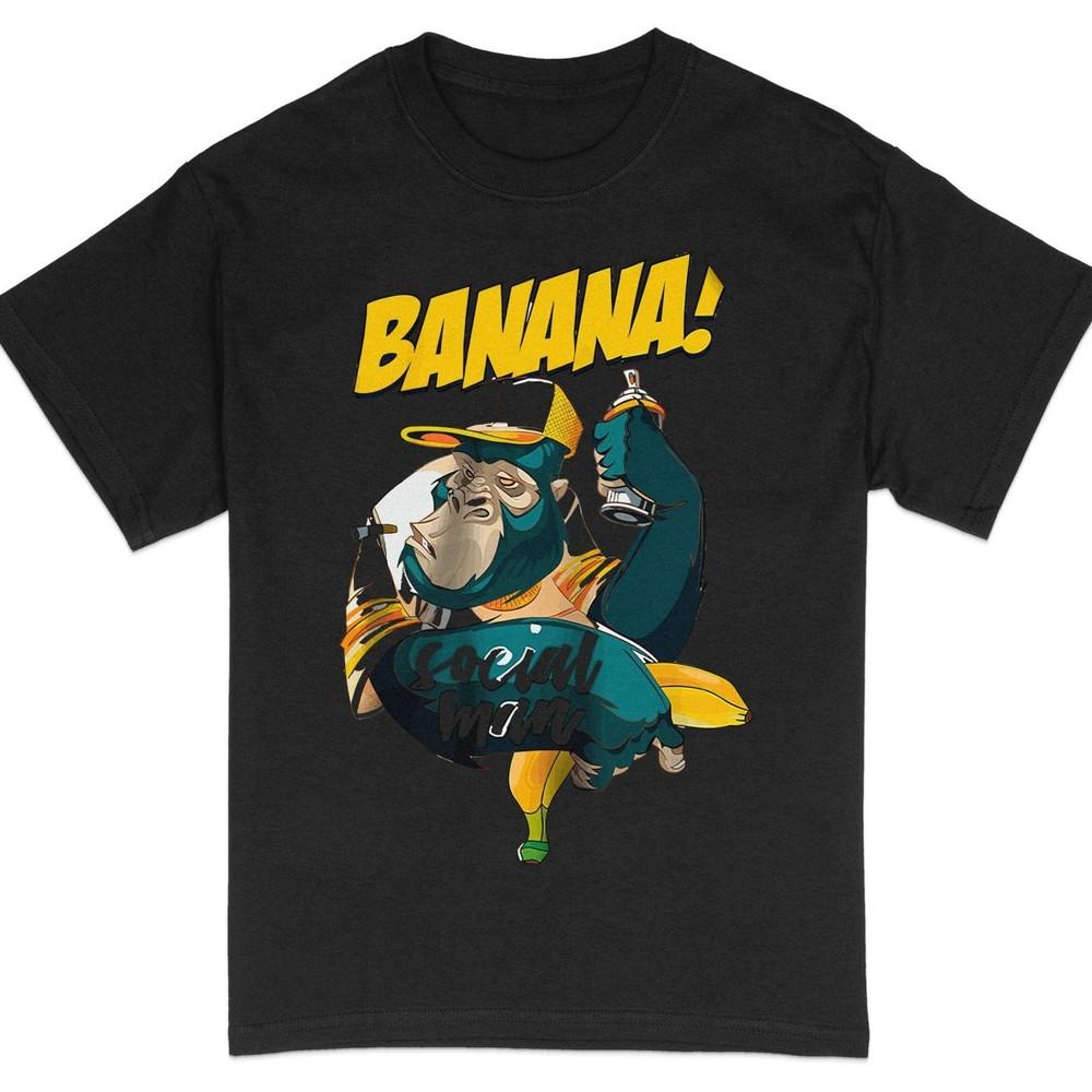 

Cool Banana Social Man Graphic T-Shirt, Funny Monkey with Hat and Glasses,#26 Unisex T-Shirt XXXL