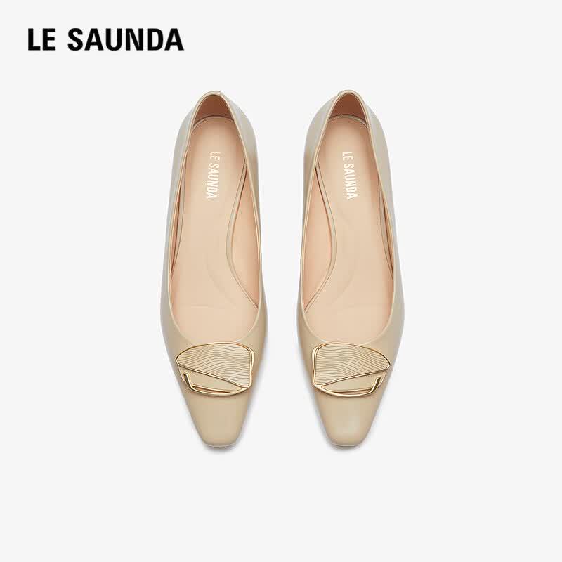 Le Saunda Women's Elegant Square Toe Mid-Heel Pumps