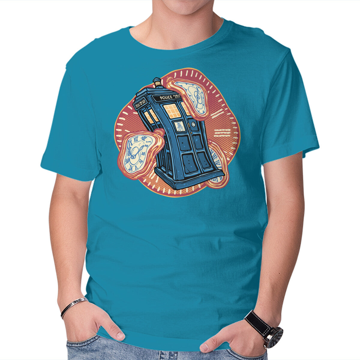 Unisex Crew Neck T-Shirt The Distortion Of Time Graphic Short Sleeve Casual Tee XS