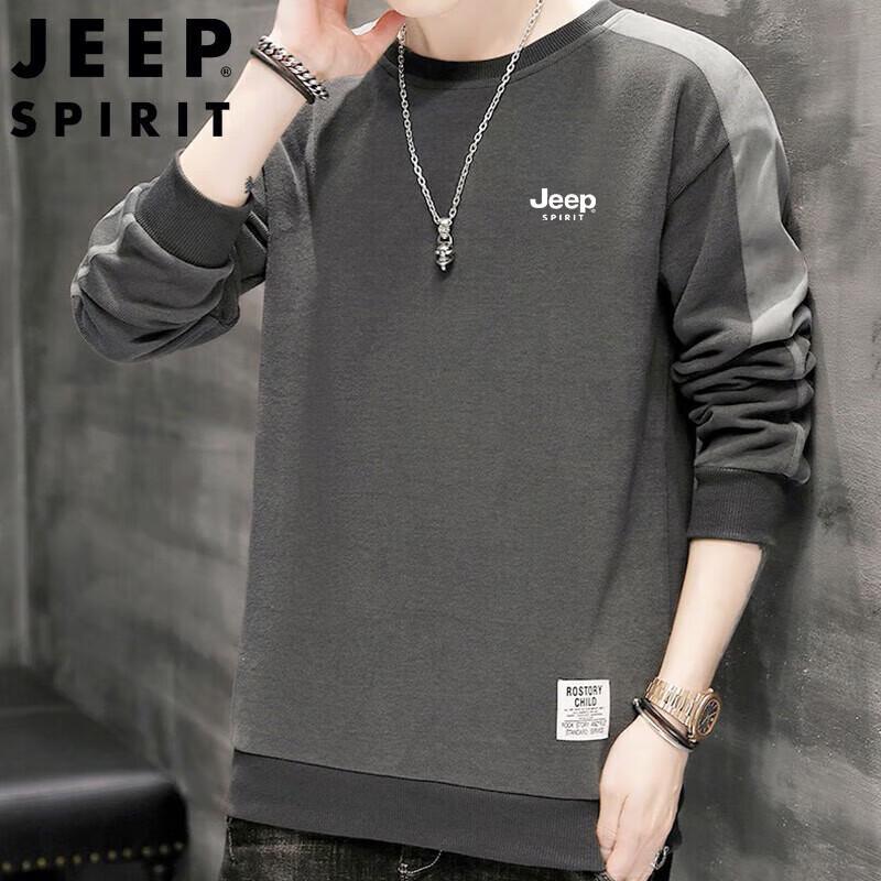 JEEP SPIRIT Men's Round Neck Long-Sleeve Sweatshirt