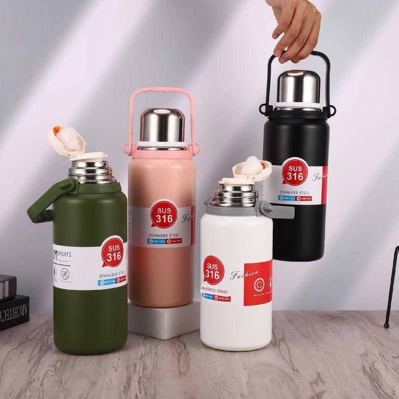 New Arrival 316 Stainless Steel Handle Pot Large Capacity Thermos Cup Outdoor Sports Bottle Portable Travel Pot Diamond Cup