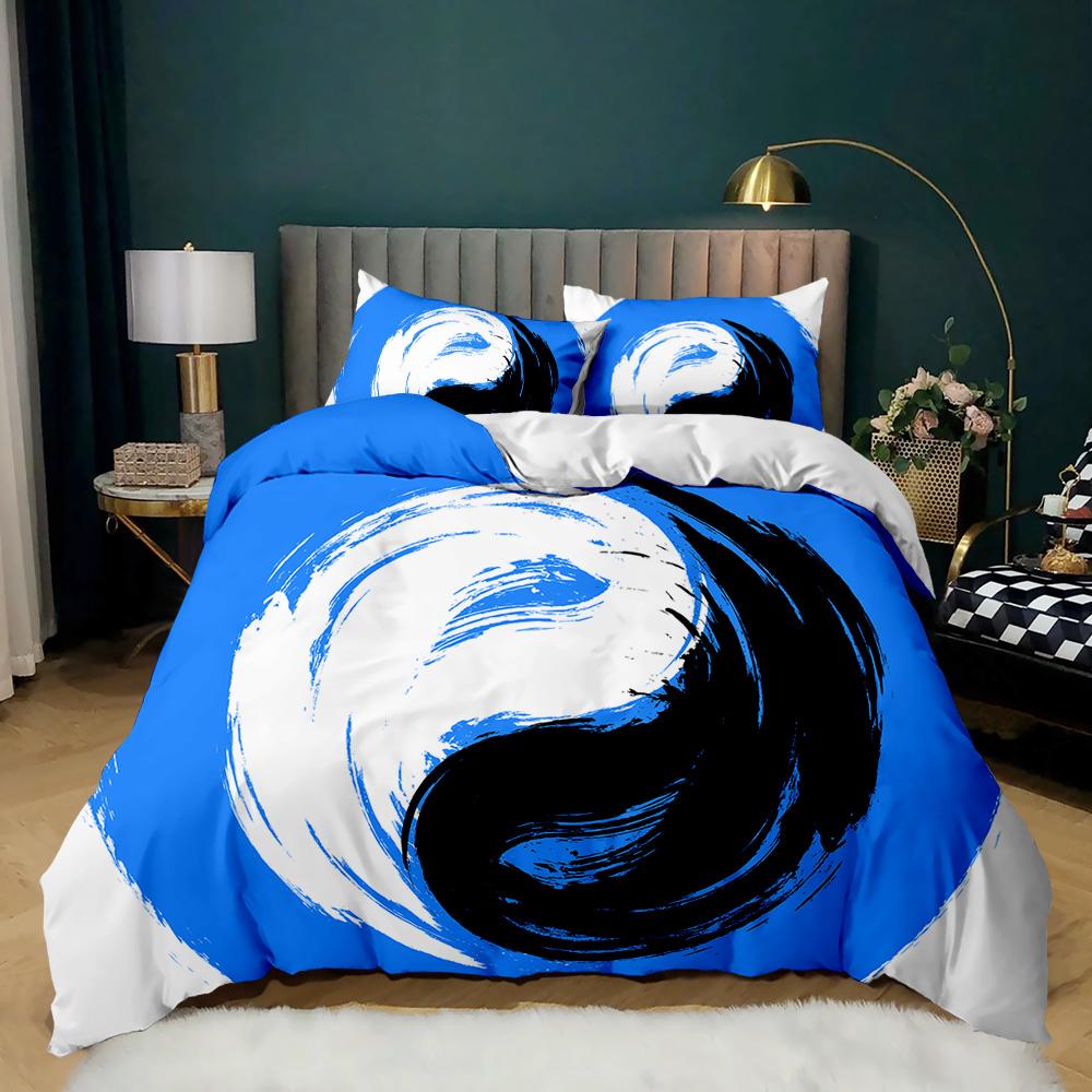 Yin Yang Duvet Cover Set for Girl Boy Children Chinese Ancient Culture Art Polyester Comforter Cover Decorative Gossip Pattern