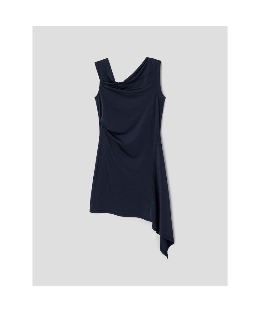Anggae Unbalanced Mini Dress Navy