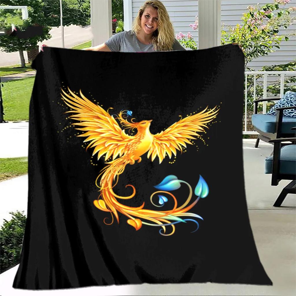 Inferno Phoenix Series digitalprinted polyester Bedroom velvet flannel cover blanket Fleece soft sofa cover blankets for beds