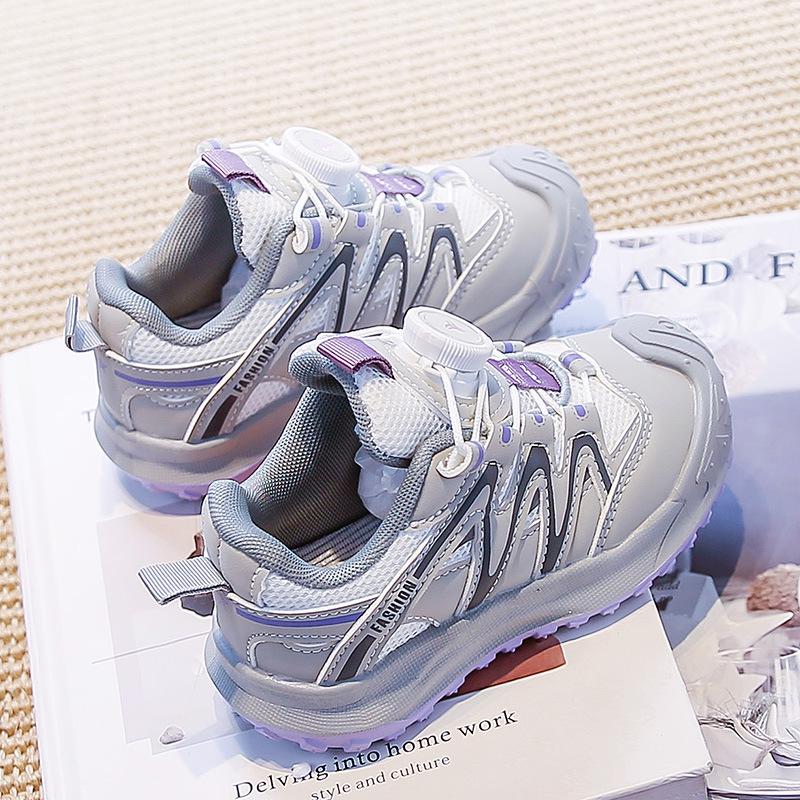 2025 Girls' & Boys' Mesh Dial Buckle Sports Shoes - Non-Slip, Soft Sole Trendy Trainers for Spring/Autumn