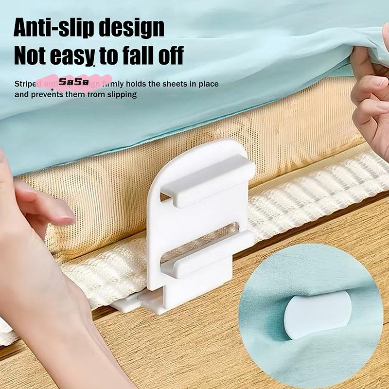 4Pcs Multi-Functional Bed Sheet Holder Non-Slip Adjustable Plastic Bed Cover Fixing Clips Household Anti-Shift Fastener for Home