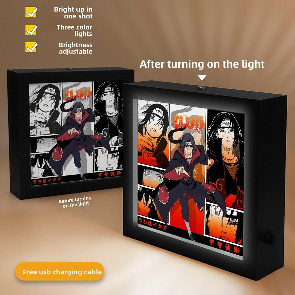 Anime Cartoon Photo Frame Anime Lamp LED Light Box Namikaze Minato Gaara Figure Room Decoration Three Color Lamp Anime Toy Gifts