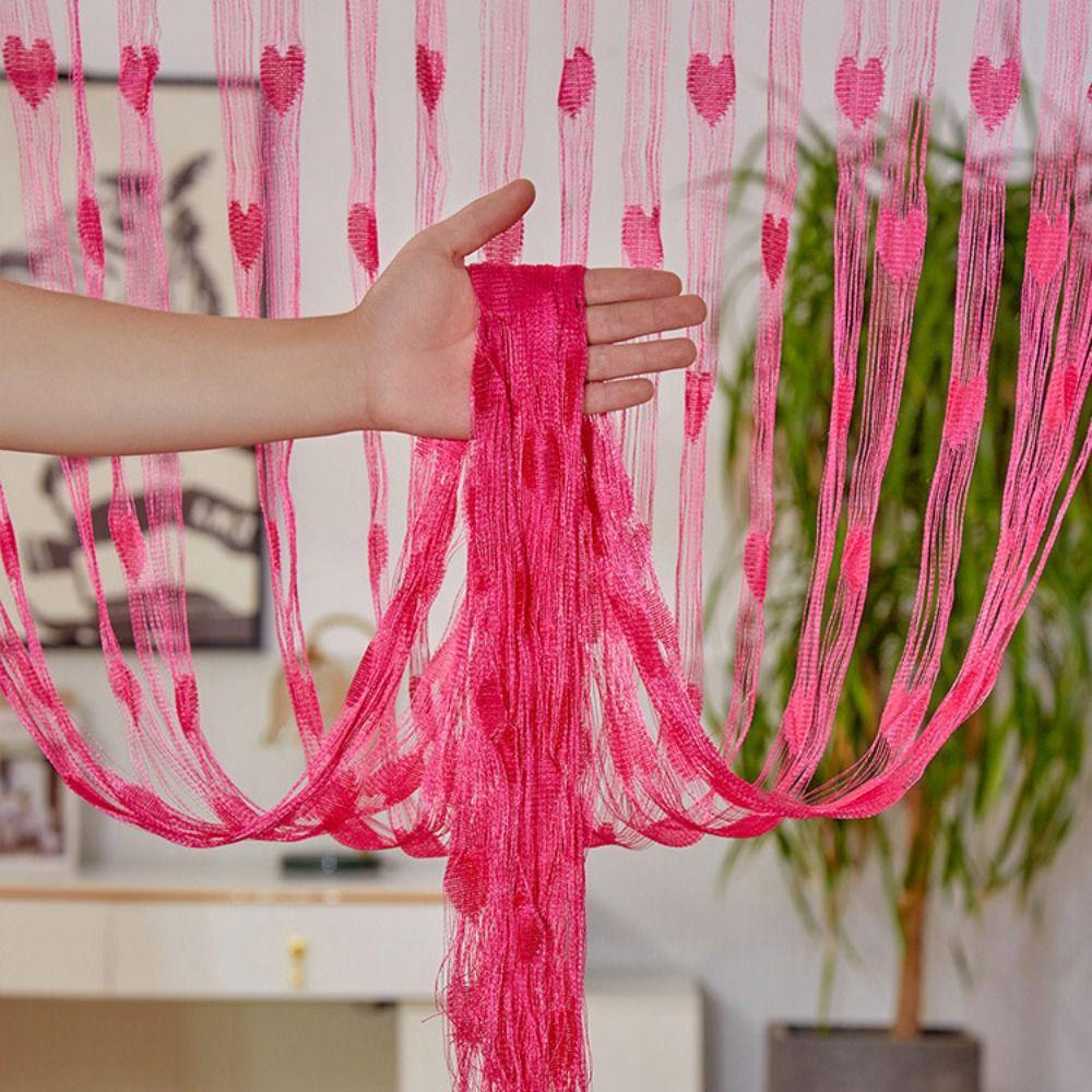 Line Curtain Door Curtain Solid Color Tassel Curtain Retro Love Heart String Curtain  Home Decor