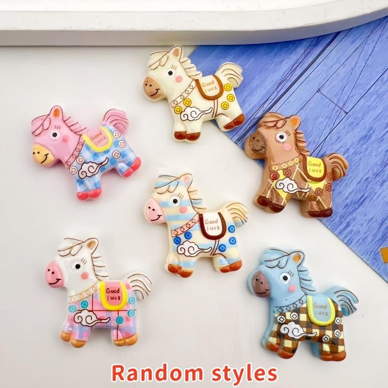 10Pcs Cartoon Diy Resin Accessories Cabochon Flatback Cute Cartoon Pony Embellishments For Diy Jewelry Making Decoration