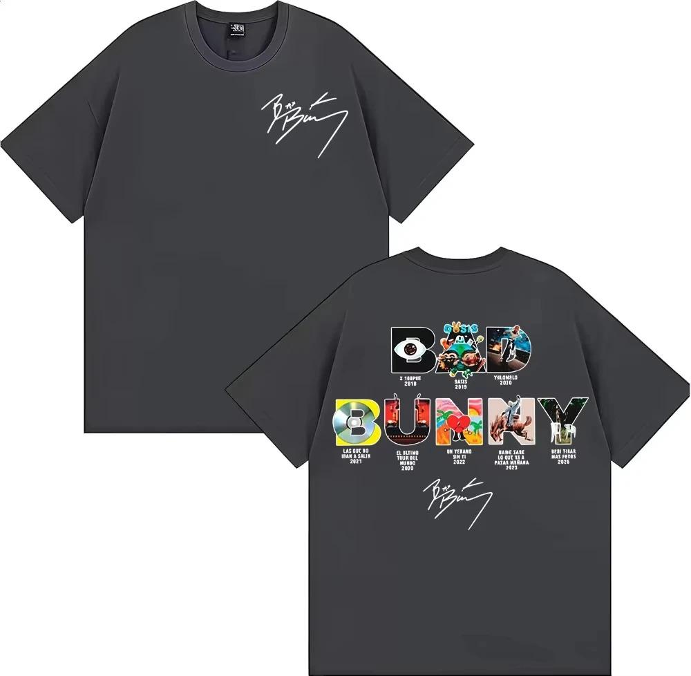 

2026 Summer Bestselling Reggae King Bad Bunny Retro Casual ShortSleeved TShirt for Unisex Loose and Breathable Shirt Y2k S