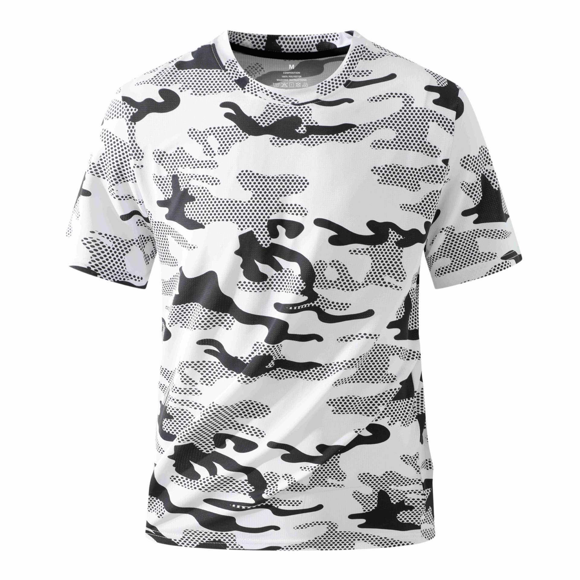 

Men s Casual Lightweight Quick-drying Short-sleeved T-shirt - Men s Round-neck Camouflage Breathable Sweat-absorbing Cool-feeling T-shirt XL білий
