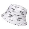 Unisex Double-Sided Reversible Letter Embroidery Printing Personality Bucket Hat Fishermen Caps Outdoor Casual Cap Sunscreen Hat
