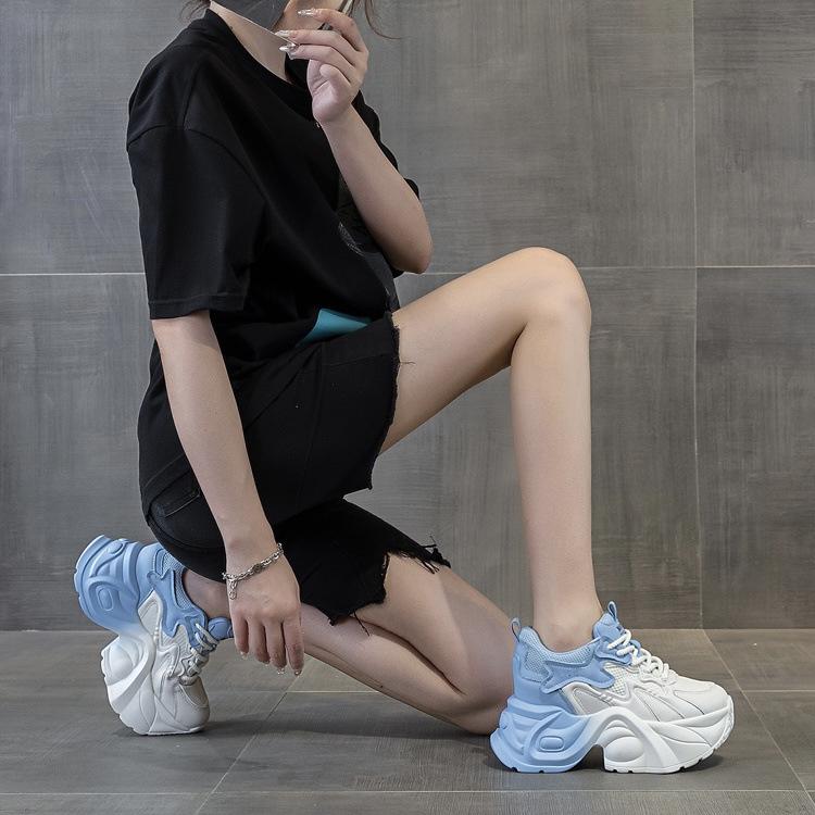Gradual Change of Color Dad Shoes Women Show Small Feet 2025 Summer New Thin Mesh Breathable Thick Sole Heightening Sports Shoes