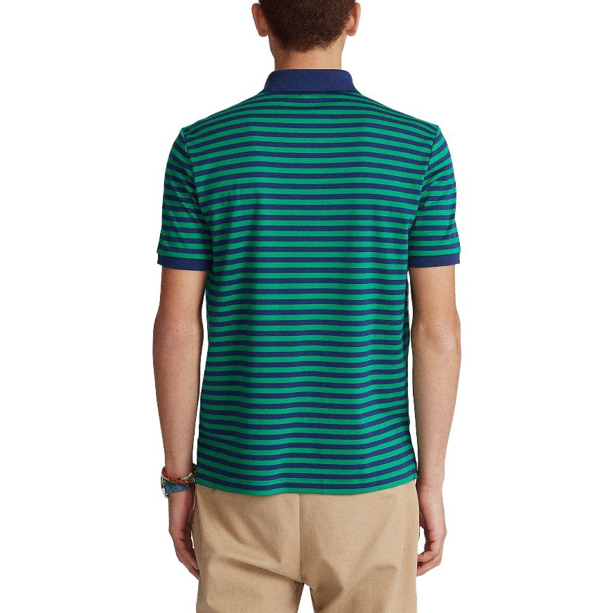 Polo Ralph Lauren Color Block Stripet Logo Brodert Kortermet Poloskjorte Herre topper Grønn MNPOKNI1N821162-300