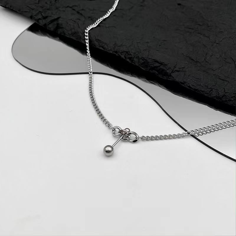 Balance Ball Pendant Necklace Simple Fashion Cold Style Accessories Summer Niche Hip Hop Personality Collarbone Chain