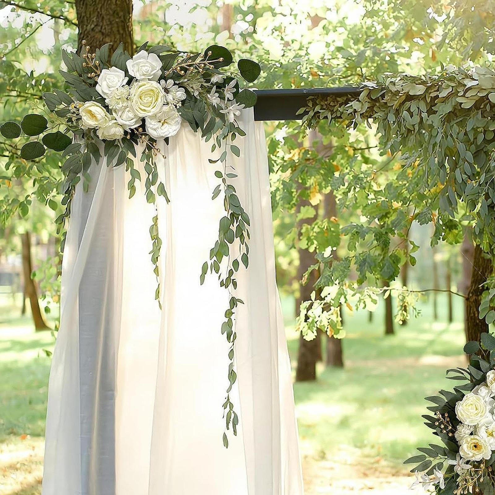 

Artificial Wedding Arch Flowers Backdrop Decor Flower Garland Floral Swag for Home белый