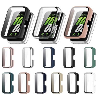 Smartwatch Ochraniacze ze Szkła Hartowanego Bumper Pełna Pokrywa Ochronna Odporne na Zarysowania Etui PC dla Galaxy Fit 3 SM-R390