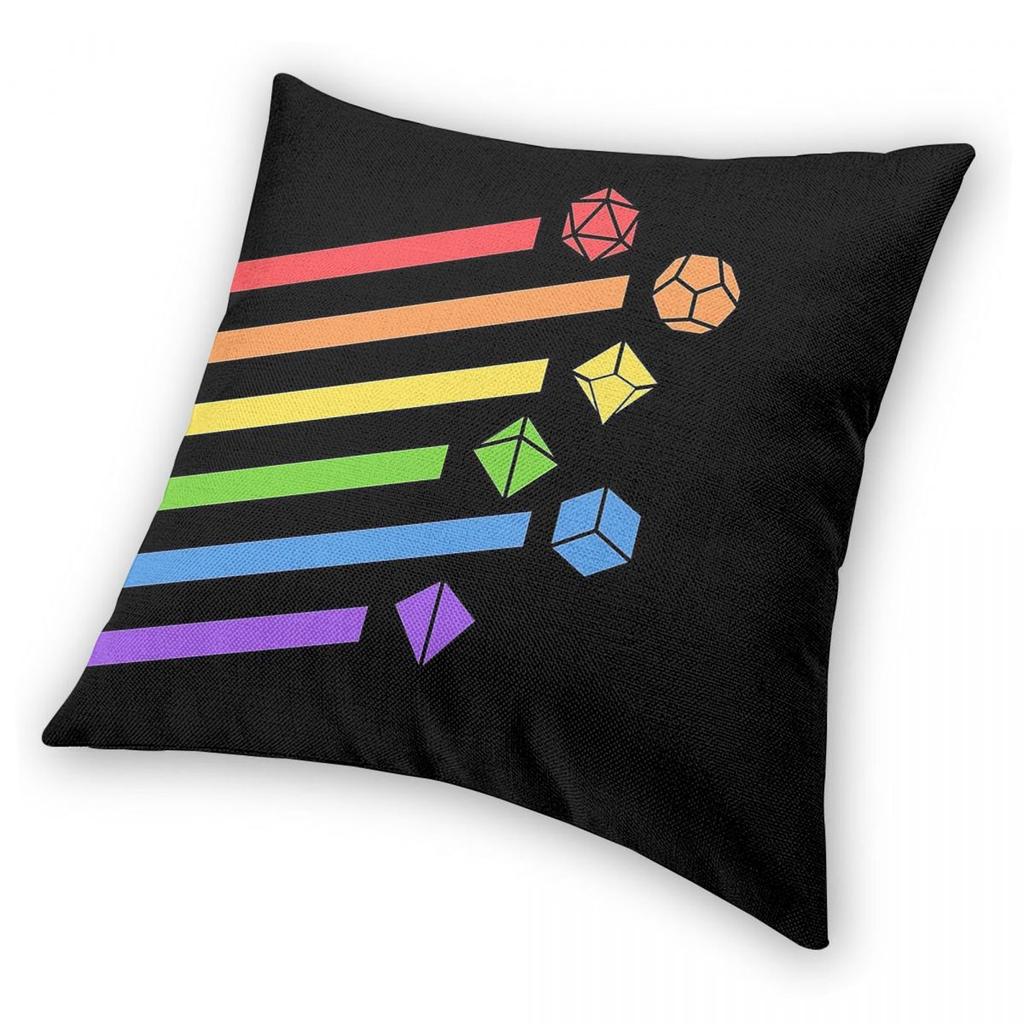 Rainbow Dice Set Tabletop Rpg Gaming Square Pillowcase Polyester Linen Velvet Printed Zip Decor Throw Pillow Case Cushion