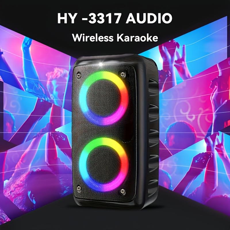 High-Power Wireless Speaker with Subwoofer - Sleek Black, Wireless-Enabled, Large Outdoor Sound System with Vibrant Part Disco Lights