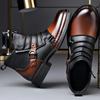 Fashion Motorcycle Boots Winter Plush Warm Cotton Boots Genuine Leather Men's Boots Men Chelsea Boot Retro British Ankle Booies