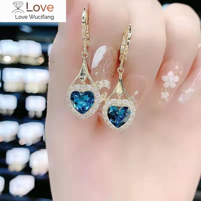 

Модные женские серьги из нержавеющей стали с кристаллами любви и сапфирами, бриллиантами, кулон для невесты, помолвочные украшения, подарок Pendientes Mujer