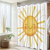 1Pc Summer Sunshine Shower Curtain, Cute Smiling Sun Pattern, Perfect Bathroom Decor, Polyester Fabric, With 12 Hooks
