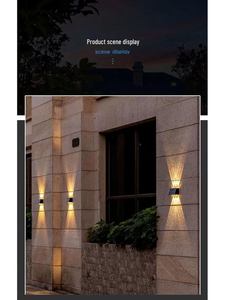 Wasserdichte Solar-Wandleuchte für Außenhof, Garten, Balkon und Terrasse