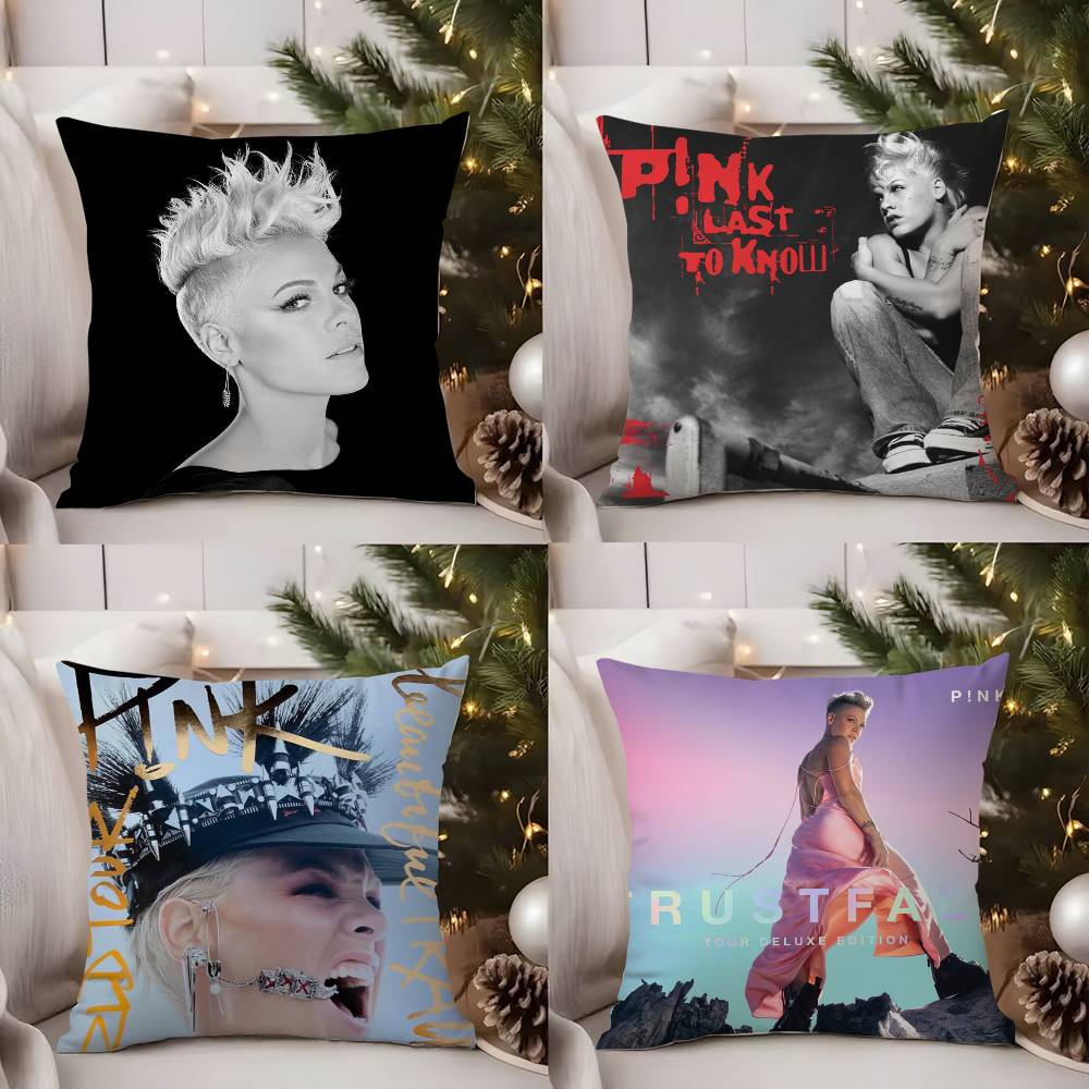 Pink Trustfall P!Nk Singer Pillow Case Home Dorm Chair Back Short Plush Double-Sided Printing Office Nap Time Cushion Cover