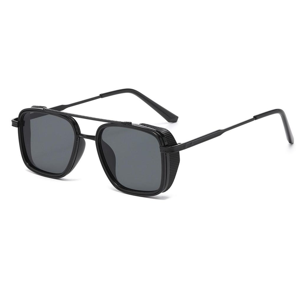 2026 European & American Retro Square Frame Men's Sunglasses - Double Bridge UV Protection