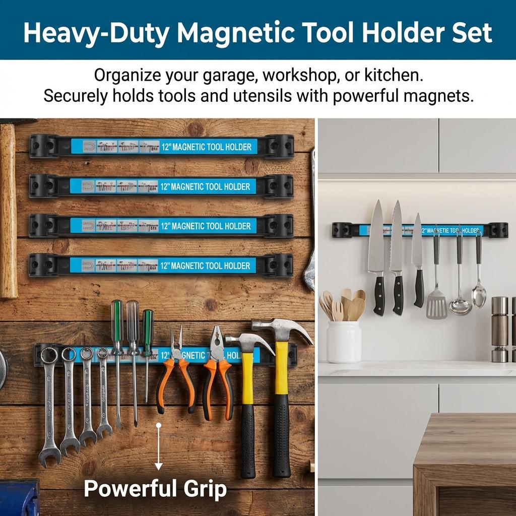 Magnetischer Werkzeughalter 12/18 Zoll Starker Magnetstreifen für Metallwerkzeuge Garage Werkstatt Aufbewahrungs-Organizer Mit Befestigungsmaterial