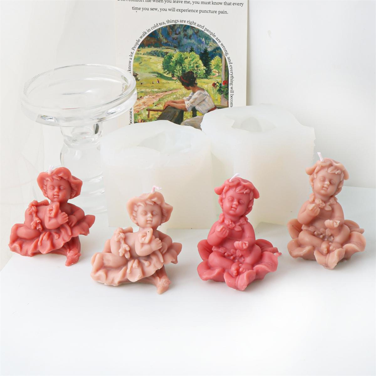 

3D Сидящий ребенок свеча форма DIY цветок шляпа милый ребенок портрет силикон для смолы гипса изготовление поделок товары для домашнего декора