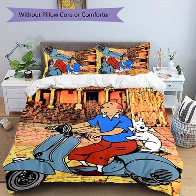 Juego de ropa de cama de 3 piezas El Tintín1, juego de funda nórdica incluye funda nórdica y fundas de almohada, decoración de dormitorio y regalo perfecto para todas las estaciones