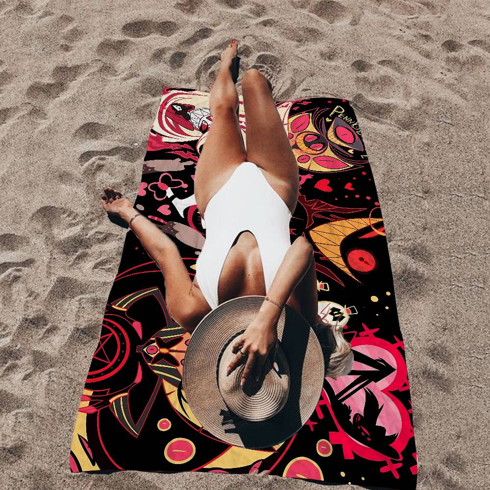 H-Helluva Boss Blitzo Cartoon Beach Towel Colorful Bath Towels For Girl Microfiber Quick Dry Custom Sand Free Beach Yoga Pool