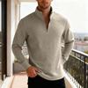 Solid-colour Half-zip Turtleneck Jumper with Small Check Jacquard Pattern