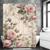 Rose Flower Shower Curtain, Bathroom Decorative Shower Curtain, Waterproof Shower Curtain with Hooks