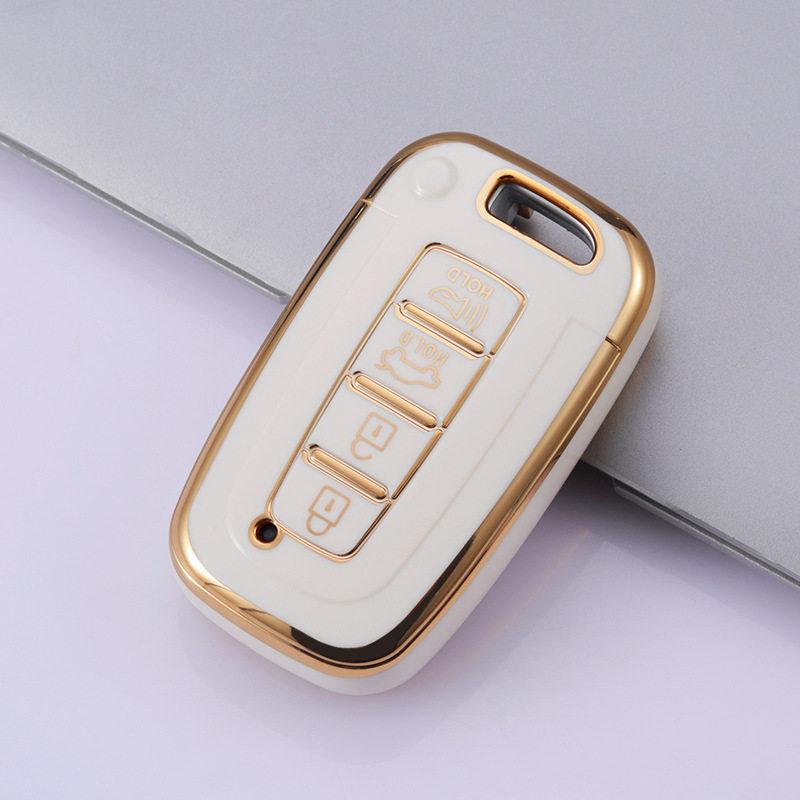 Kia & Beijing Hyundai Sonata 8 Gold-Edge 4-Button Key Case Cover