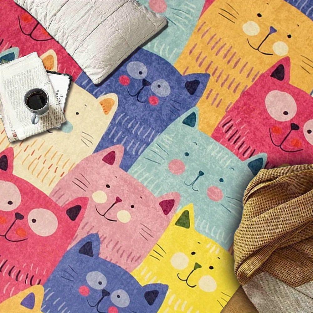 Cute Cartoon Cat Rug Colorful Floor Mat Kitchen Rug Doormat Welcome Mat Bathroom Mat Rug For Bedroom Carpet For Live Room