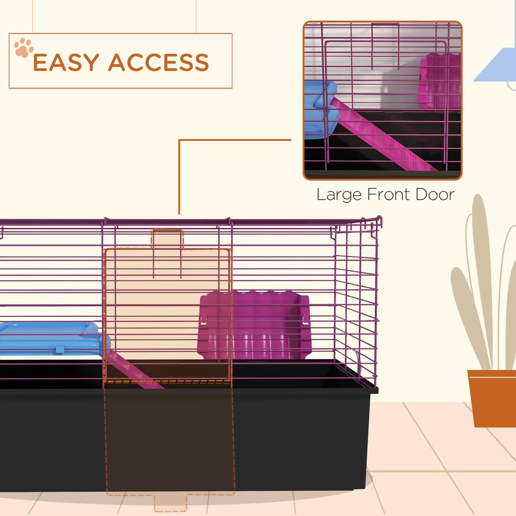 Chinchillas Small Rabbit Guinea Pig Small Animal Cage, Pet Playhouse, with Platform, Ramp, 71 X 46 X 47cm