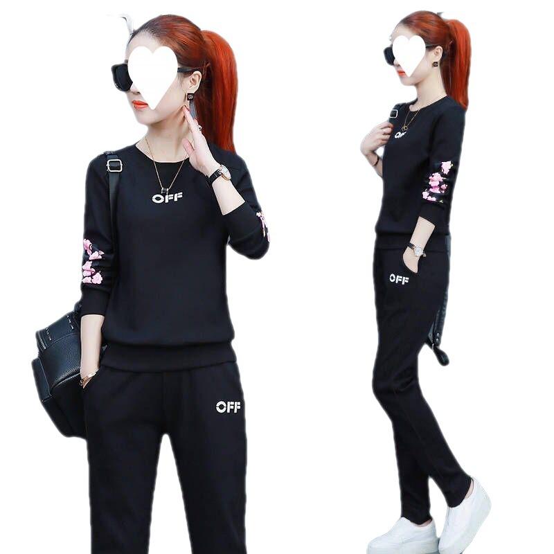 Sportswear Suit for Women, Spring and Autumn, Korean Style, Loose, Fashionable and Casual, Large Size Two-piece Set