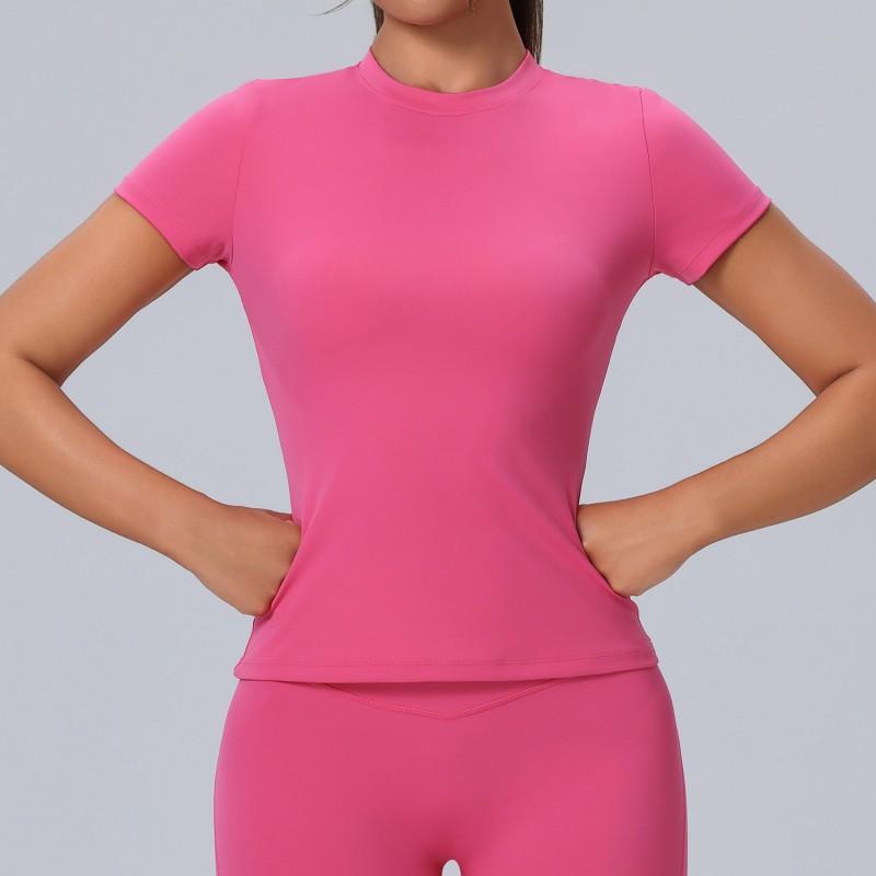 Womens Short Sleeve Workout Tight Top Quick Dry Breathable Running Yoga Gym