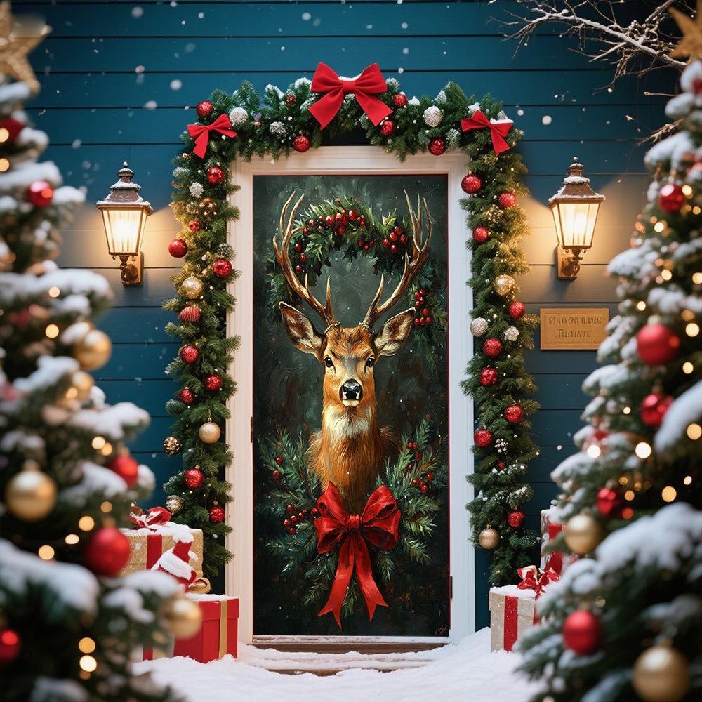 Cross-Border JIT Christmas Door Hanging Tapestry: Festive Decoration for Party and Room