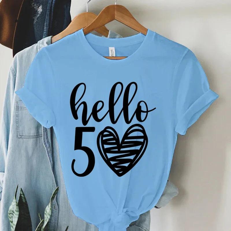 New Arrival Hello 50 Loose Funny Tshirt Hello Fifty Shirt 50th Birthday Shirt Birthday Party Tees Gift Casual Women Shirt Top