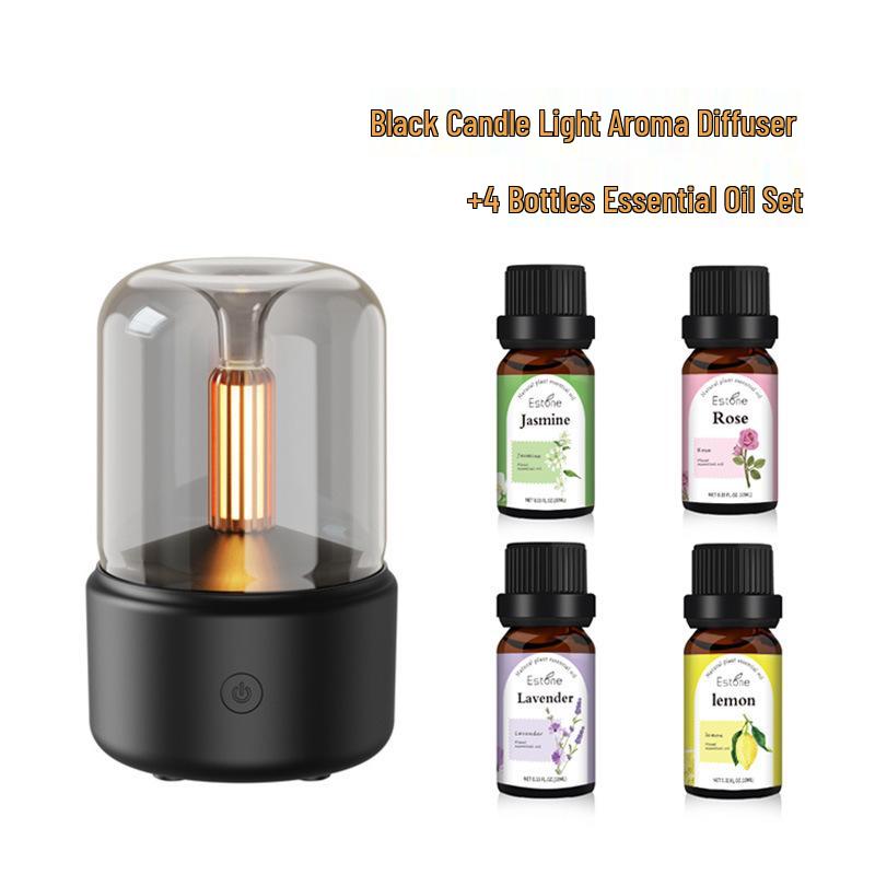 Ultrasonic Essential Oil Diffuser & Aromatherapy Humidifier with Candlelight Effect