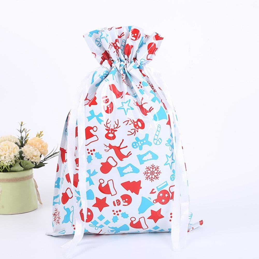 

3pcs 2026 Plastic Gift Bag Deer Pattern Colorful Packaging Bags Fine Printing Cute Christmas Decorations 14x16cm