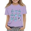 Boys Girls Round Neck Casual Printed Short-sleeved T-shirt Top