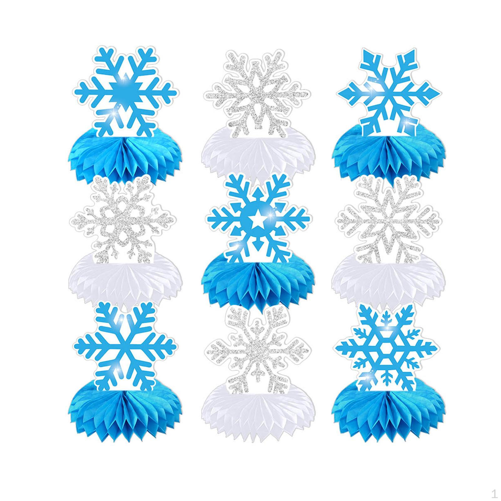 

9 Pieces Snowflake Honeycomb Centerpieces Novelty Stable Theme Party Decorations for