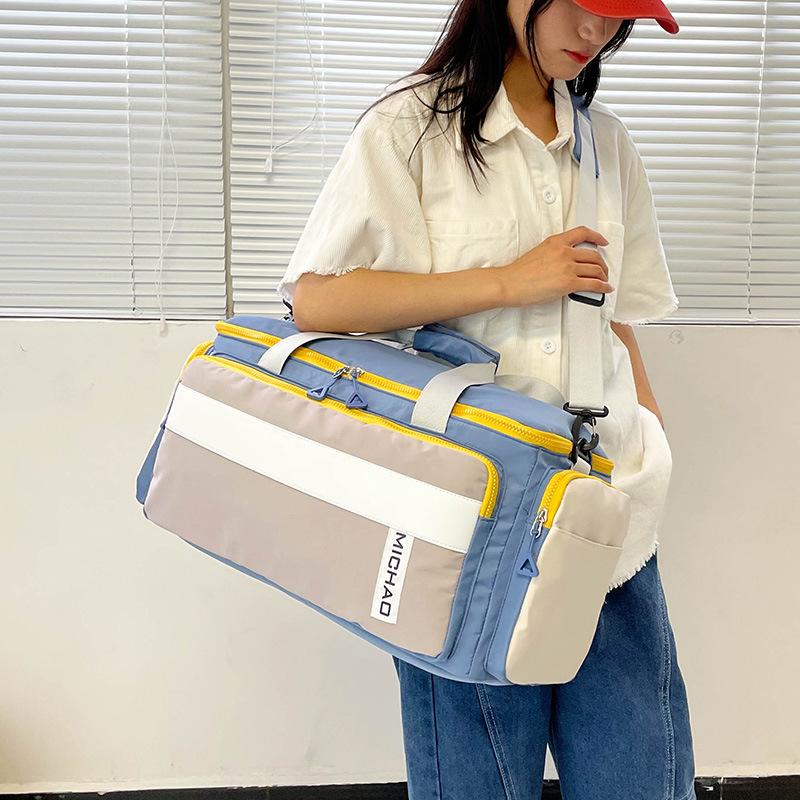 Kontrastfarbene Oxford-Stoff-Gepäcktasche mit großer Kapazität, Trocken- und Nasstrennung, Aufbewahrungs-Reisetasche