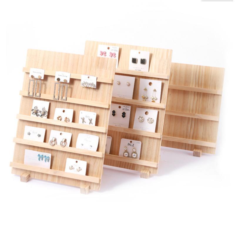 Ohrring-Aufsteller aus Holz 3/4/5 Ebenen Schmuck Ohrring-Aufsteller Holz Ohrringkartenhalter Für Zuhause Laden Organisation