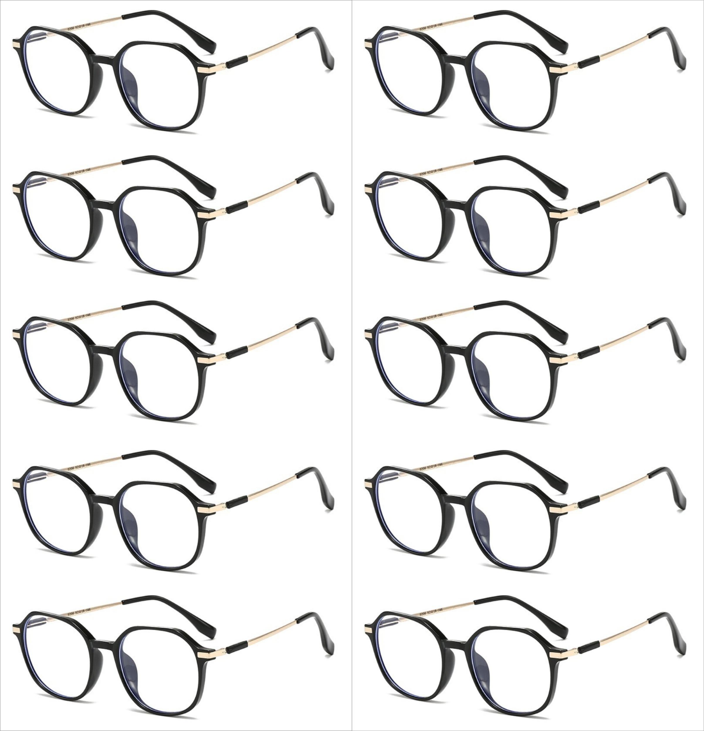 

10pcs Korean Version of Fashionable Polygonal Anti Blue Light Glasses with Large Frame and Unisex Flat Lens
