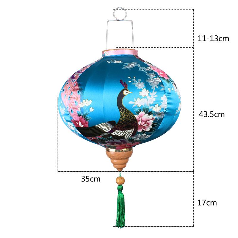 14 Inch Retro Chinese Silk Lanterns Japan Vietnam Mid-autumn Lantern For Outdoor Wedding Spring Festival Party Hanging Decor